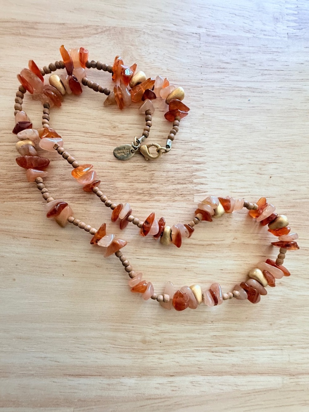 Vintage Claudia Rapisarda Carnelian Chip Necklace Earthy Artisan Gemstone